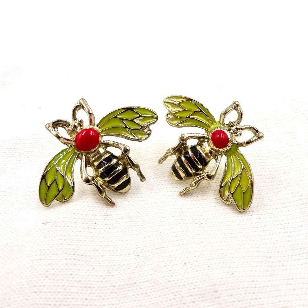 BETSEY JOHNSON EARRINGS FLY BEE BUG - Picture 4 of 7